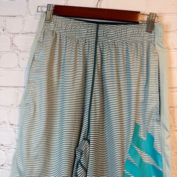Nike Gray Striped Shorts with Teal Logo - Picture 2 of 7